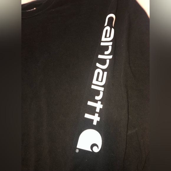 Carhartt Mens Loose Fit Long Sleeve Spell Out Logo Shirt-Lg Tall Black Cotton - Picture 4 of 7